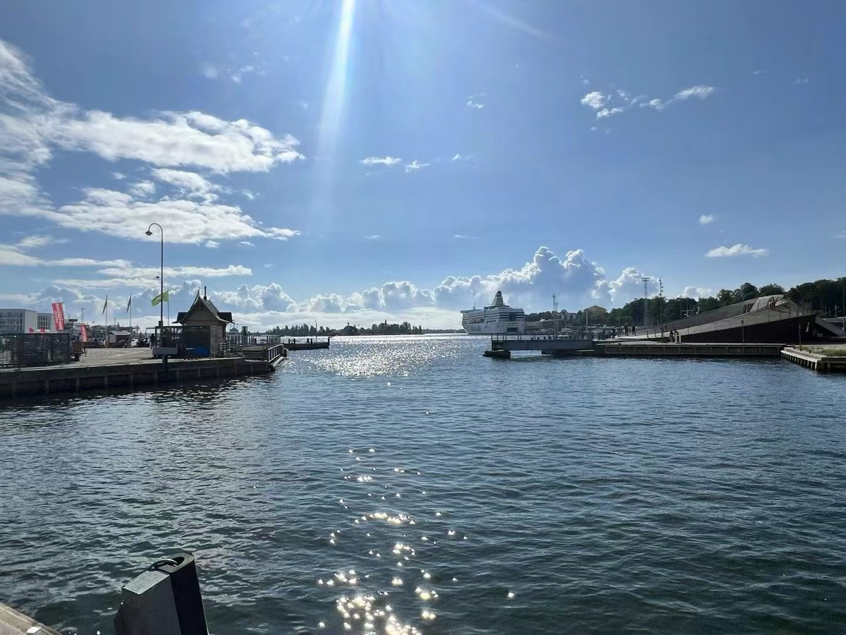 Helsinki harbor on a rare sunny day